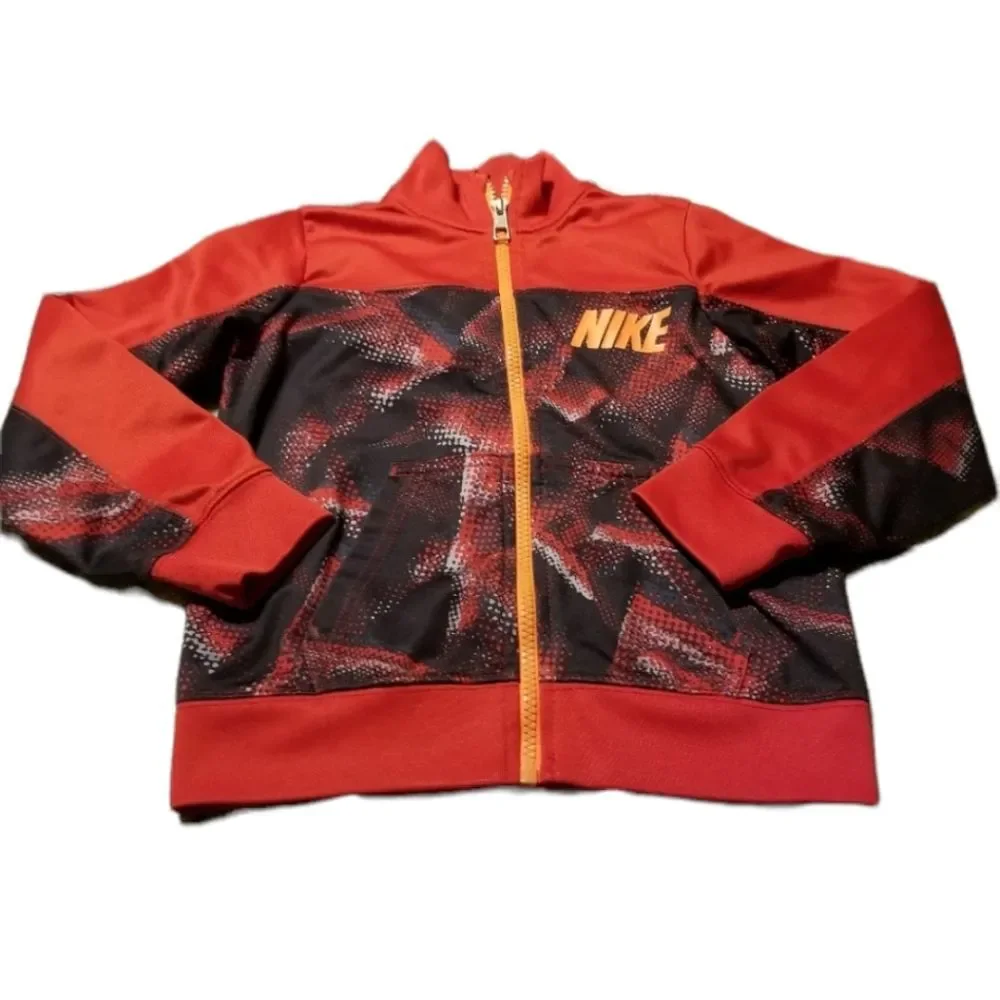 Nike Boys Jacket Size Small 4/5 Full Zip Abstract Red Active